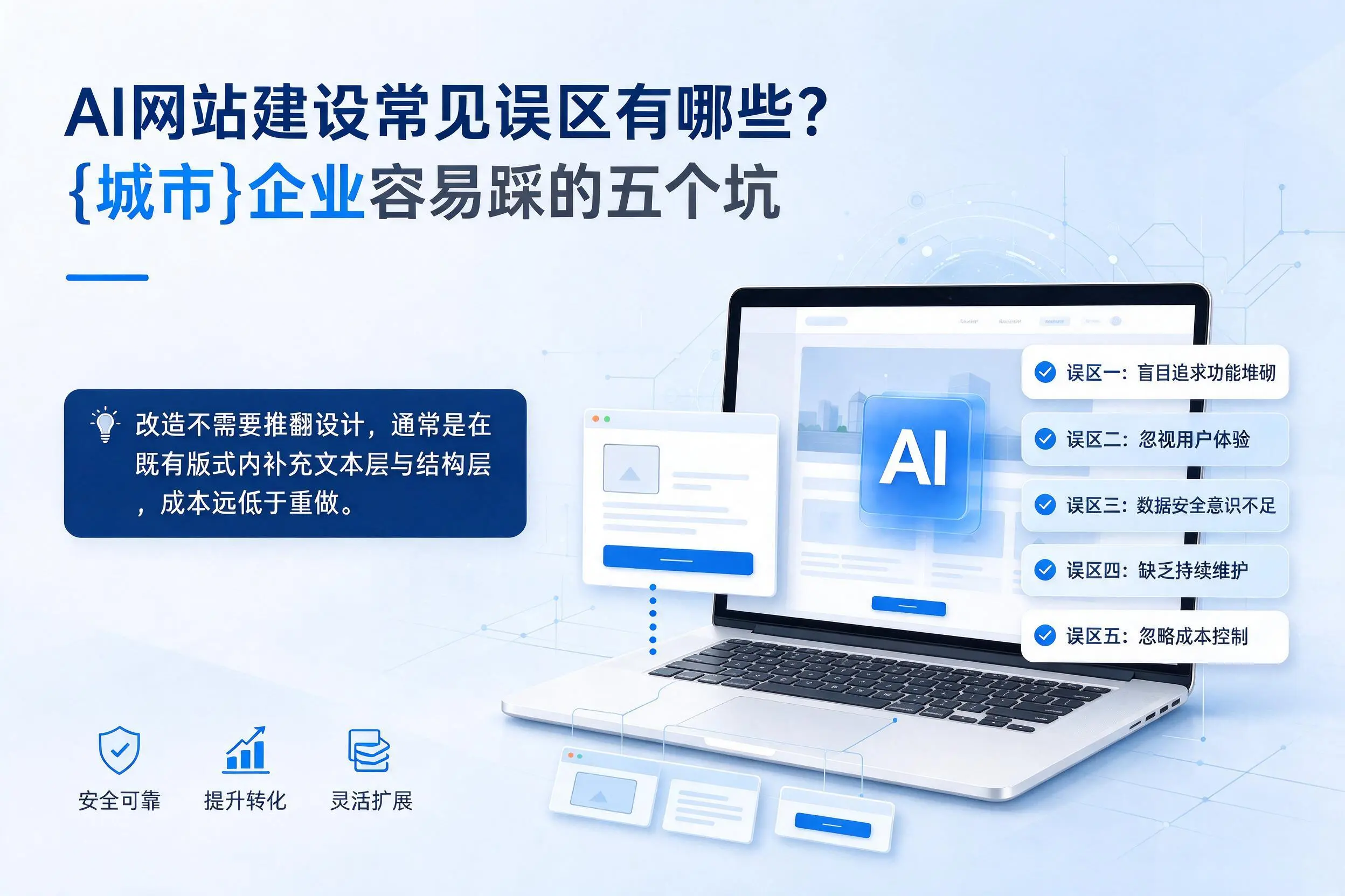 AI网站建设常见误区有哪些?张家界企业容易踩的五个坑