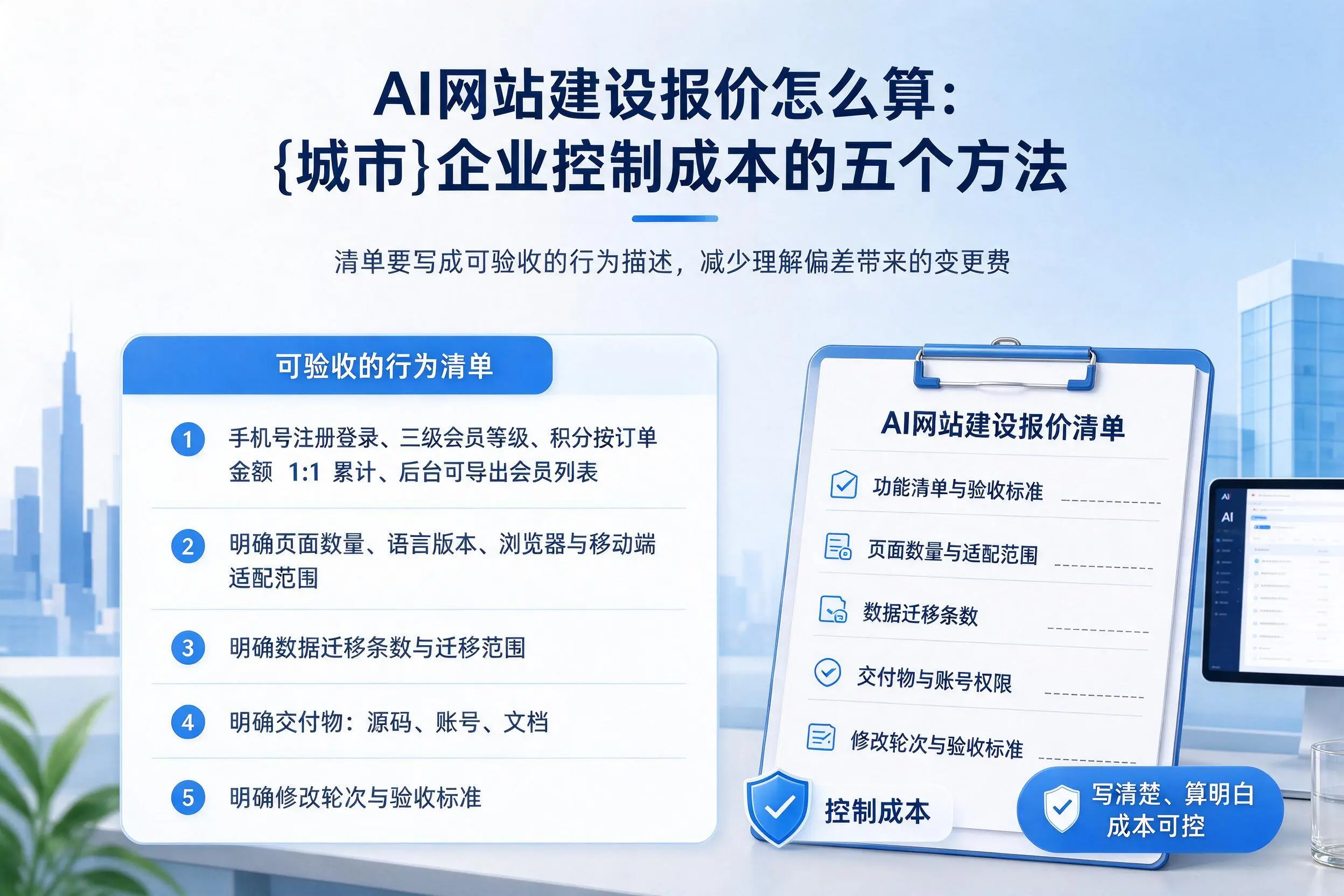 AI网站建设报价怎么算：张家界企业控制成本的五个方法